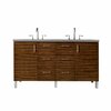 James Martin Vanities Metropolitan 60in Double Vanity, American Walnut w/ 3 CM Grey Expo Quartz Top 850-V60D-AWT-3GEX